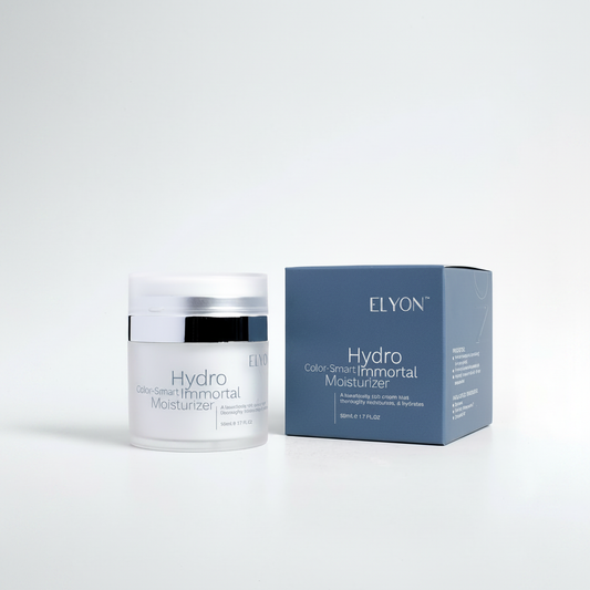 ELYON Hydro Color-Smart Immortal Moisturizer – luxury product shot fond gris perle