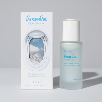 ELYON DermaDoc Cloud Booster – luxury product shot fond gris perle