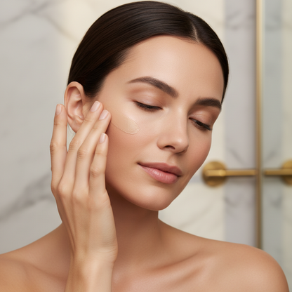 Femme teint naturellement parfait ELYON DD Refiner SPF30 peau unifiée lumineuse